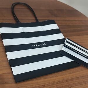 Sephora Bold Monochrome Horizontal Stripe paper bag and gift card holder.